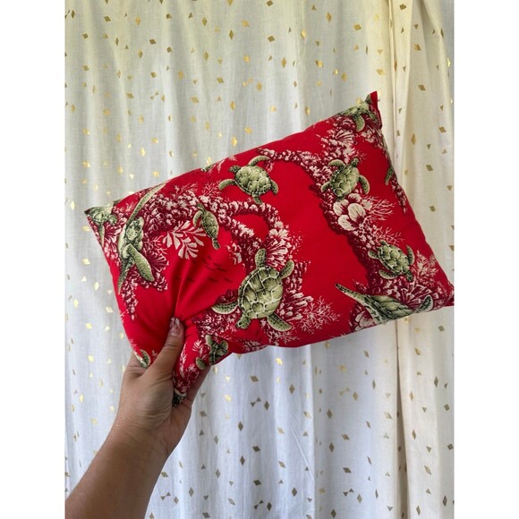Handmade Handcrafted Hawaiian Tropical Turtle Coral Reef Baby Accent Pillow - Picture 3 of 3